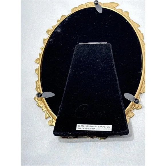 Vtg Carr Purple And Green Enamel & Genuine Crystal Oval Photo Picture Frame 7" - Picture 4 of 5